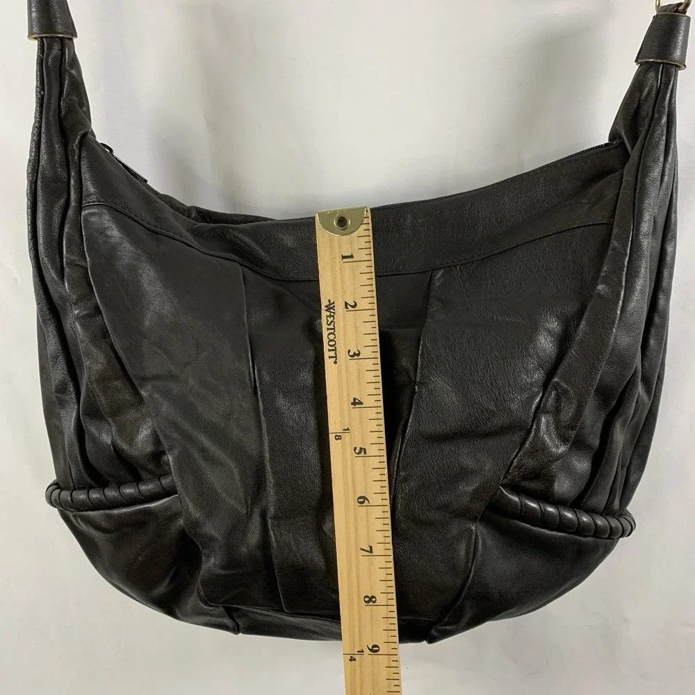VTG 90s Carlo Amboldi Womens Leather Hobo Bag Shoulder Purse Brown Italy Slouchy